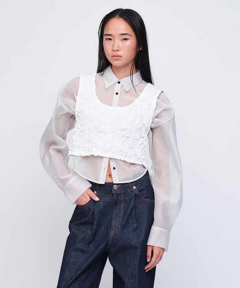 AEWEN MATOPH「＜AEWEN MATOPH＞シャーリング ノースリーブ ブラウス」|シャツ・ブラウス|OFF WHITE