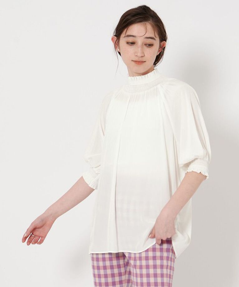 UNITED ARROWS「シャーリング ハイネック ブラウス」|シャツ・ブラウス|
