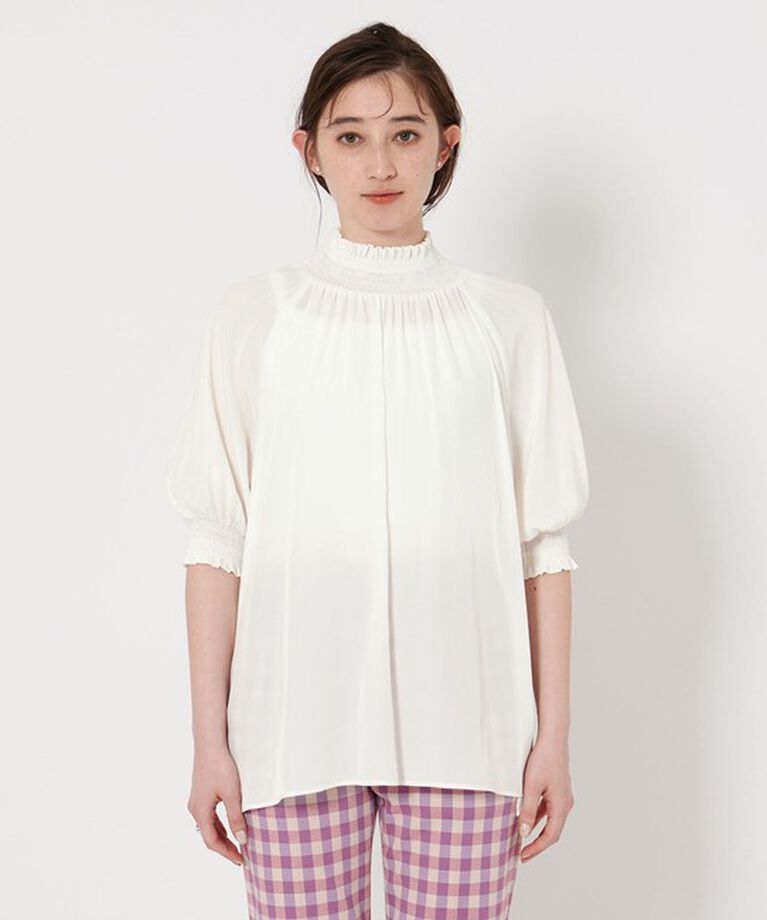 UNITED ARROWS「シャーリング ハイネック ブラウス」|シャツ・ブラウス|