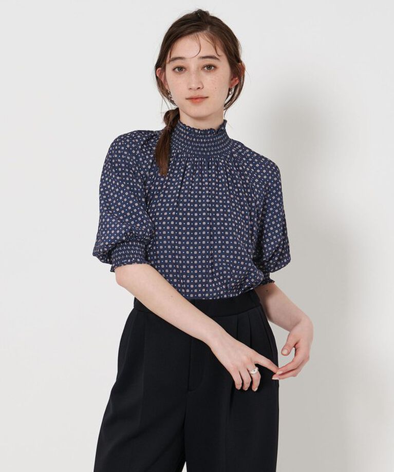 UNITED ARROWS「シャーリング ハイネック ブラウス」|シャツ・ブラウス|