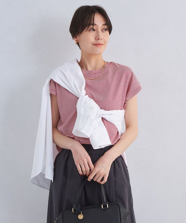 UNITED ARROWS green label relaxing「グロッシー フレンチスリーブ Tシャツ -抗菌防臭・制菌-」|Tシャツ・カットソー|