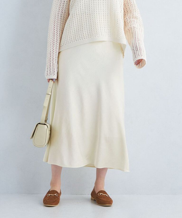 UNITED ARROWS green label relaxing「ワッシャー サテン ナロー スカート」|スカート|OFF WHITE