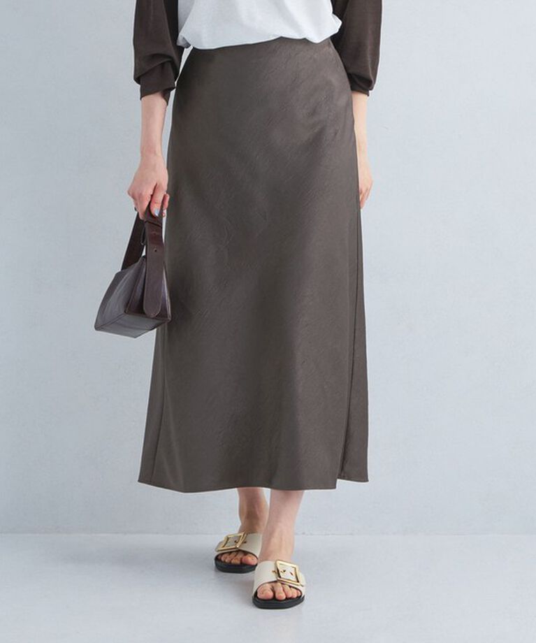 UNITED ARROWS green label relaxing「ワッシャー サテン ナロー スカート」|スカート|DK.GRAY