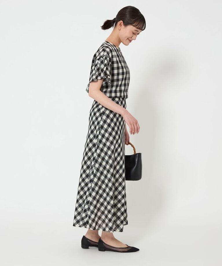 UNITED ARROWS green label relaxing「メッシュ ナロー フレア チェック スカート」|フレア|