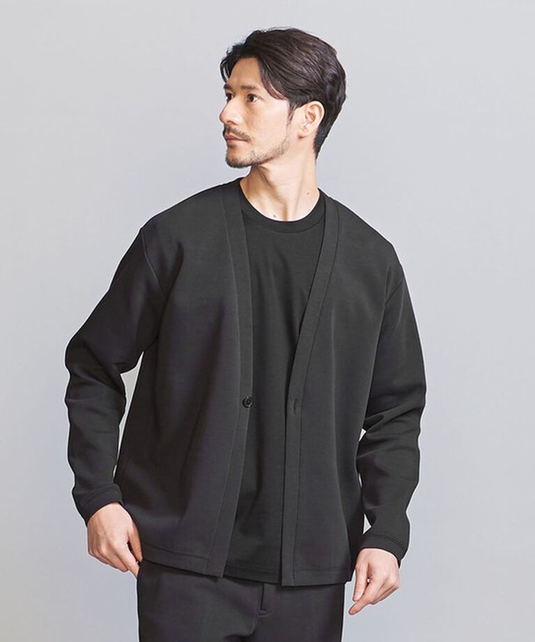 BEAUTY&YOUTH UNITED ARROWS「【WEB限定 WARDROBE SMART】ダブルニット カーディガン/セットアップ対応」|カーディガン|BLACK