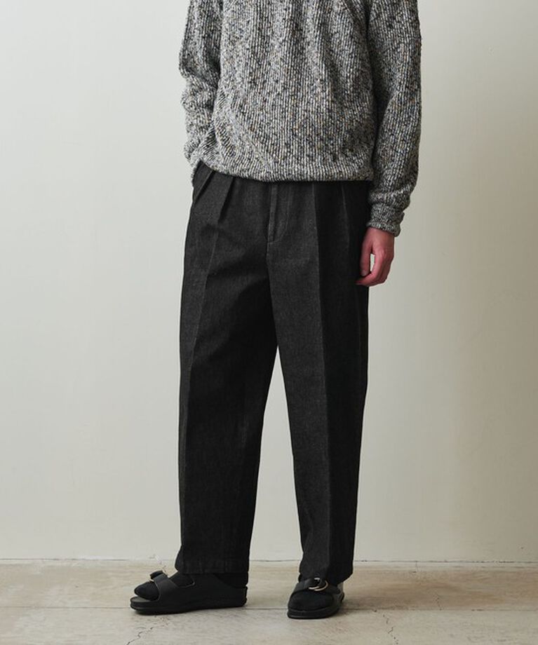 STEVEN ALAN「＜Steven Alan＞ 13.5oz デニム インツープリーツ ドレス トラウザーズ」|デニム|BLACK