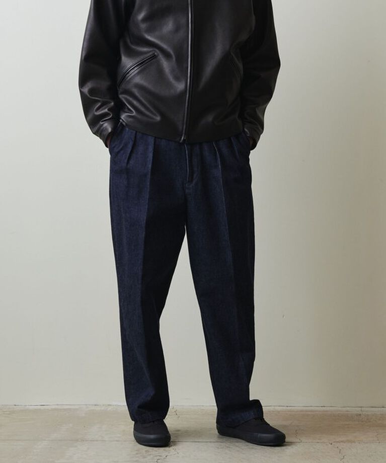 STEVEN ALAN「＜Steven Alan＞ 13.5oz デニム インツープリーツ ドレス トラウザーズ」|デニム|NAVY
