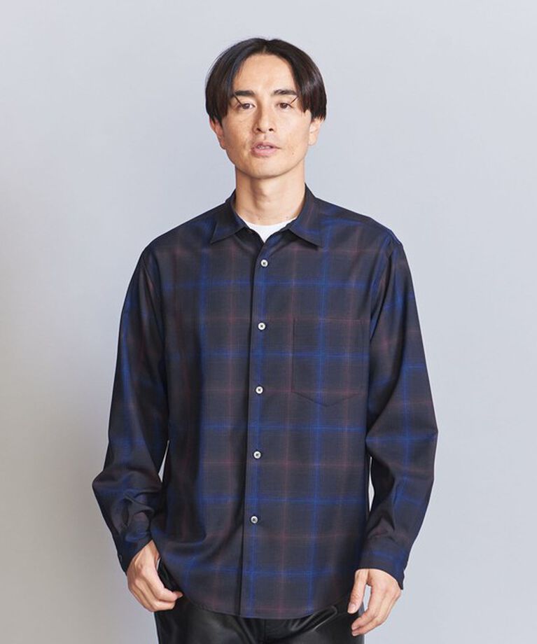 BEAUTY&YOUTH UNITED ARROWS「尾州 オンブレ レギュラーフォルム テーパード シャツ -ウォッシャブル MADE IN JAPAN-」|シャツ・ブラウス|NAVY