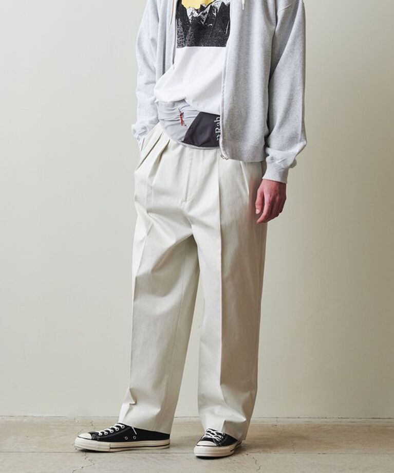 STEVEN ALAN「＜Steven Alan＞ ウエポン ニドム イン ツープリーツ ドレス トラウザーズ」|チノ|OFF WHITE