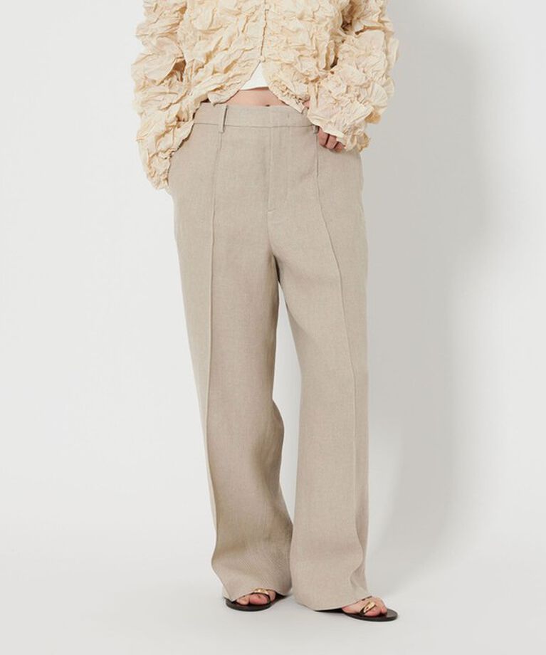 BEAUTY&YOUTH UNITED ARROWS「麻 ワイド ストレートパンツ」|チノ|BEIGE