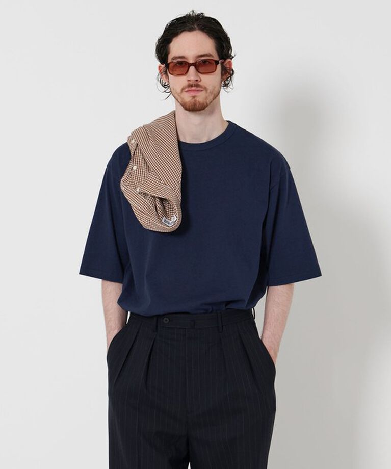 STEVEN ALAN「 ＜Steven Alan＞ コットン ネップ クルーネック Tシャツ NARROW」|Tシャツ・カットソー|NAVY