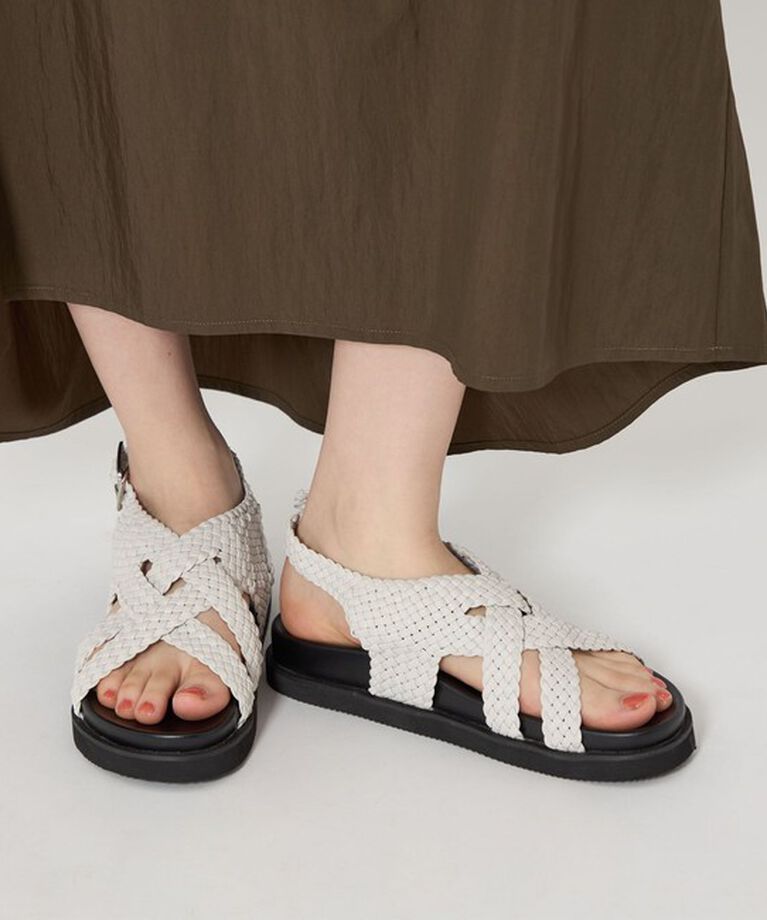 BEAUTY&YOUTH UNITED ARROWS「レザーライクメッシュ クロスサンダル」|サンダル|WHITE