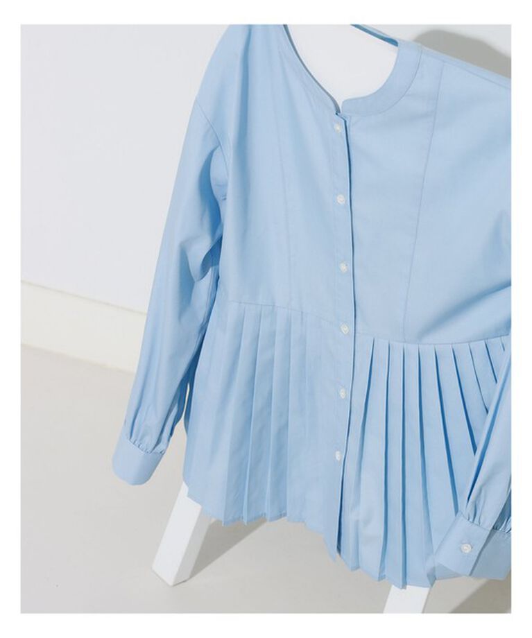 Ray BEAMS 「プリーツ キリカエ クルーネック シャツ」|シャツ・ブラウス|