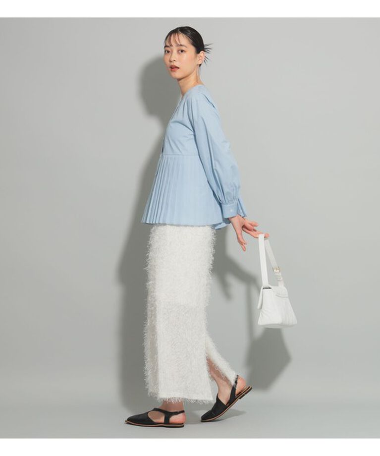 Ray BEAMS 「プリーツ キリカエ クルーネック シャツ」|シャツ・ブラウス|