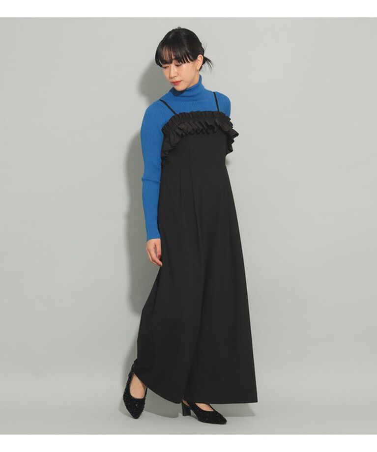 Ray BEAMS 「フリル ギャザー サロペット」|オールインワン|BLACK