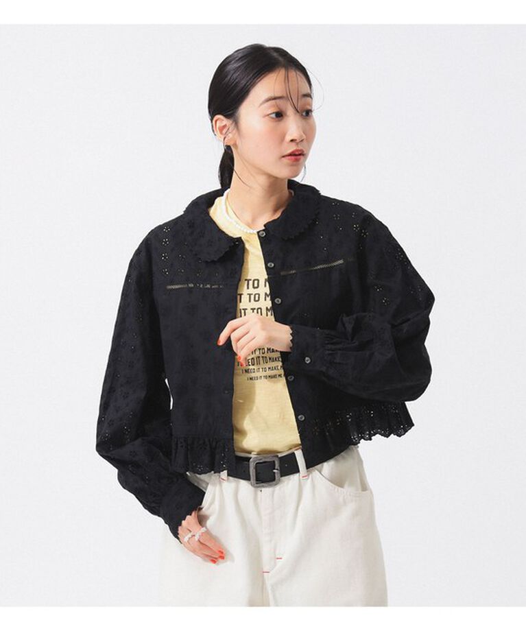 BEAMSBOY「カットワーク ショート シャツ」|シャツ・ブラウス|BLACK