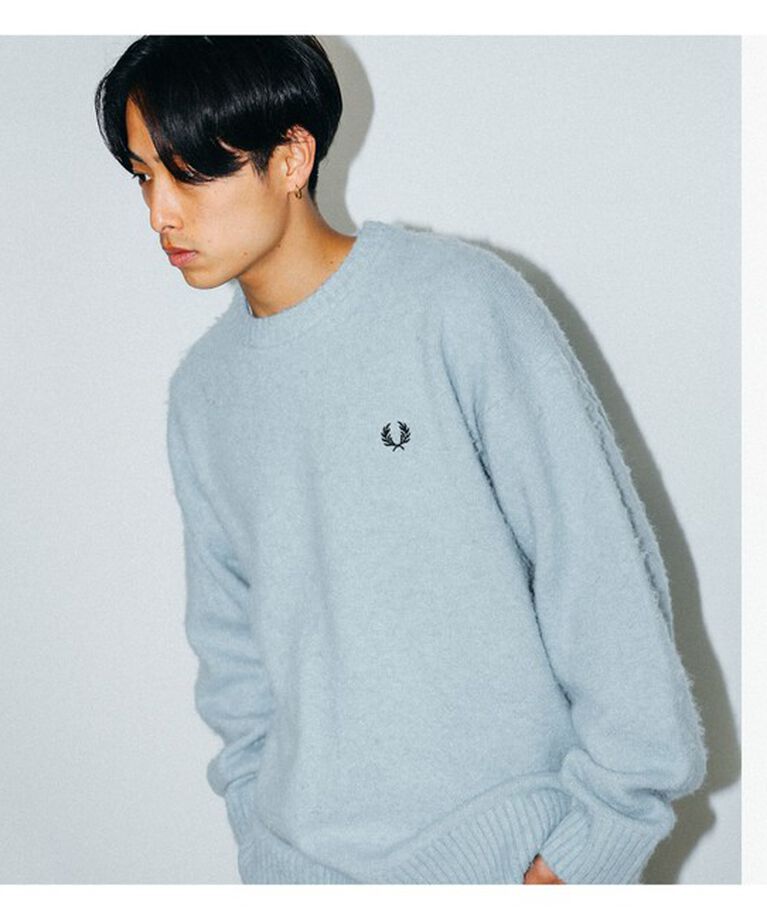 BEAMS「FRED PERRY / 別注 フラッフィ クルーネックニット」|ニット・セーター|SILVER_BLUE