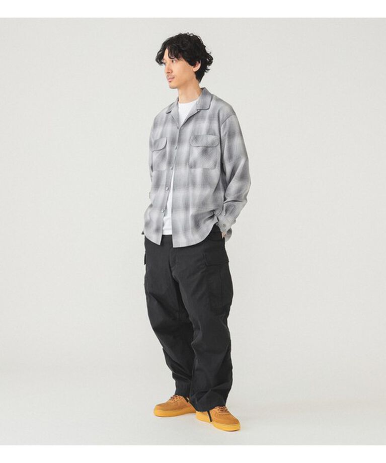 BEAMS「オンブレチェック オープンカラーシャツ」|シャツ・ブラウス|