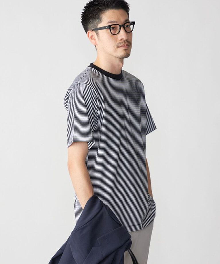 SHIPS「SHIPS: 抗菌・防臭 NANO-FINE（R） ハイゲージ コットン ボーダー  Tシャツ」|Tシャツ・カットソー|