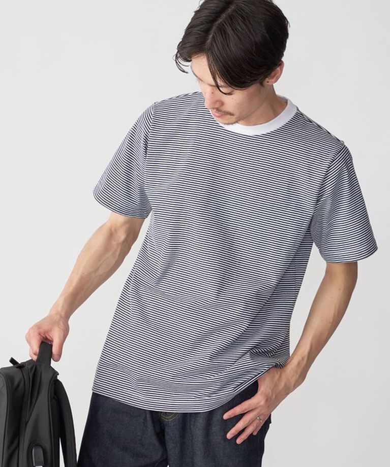 SHIPS「SHIPS: 抗菌・防臭 NANO-FINE（R） ハイゲージ コットン ボーダー  Tシャツ」|Tシャツ・カットソー|