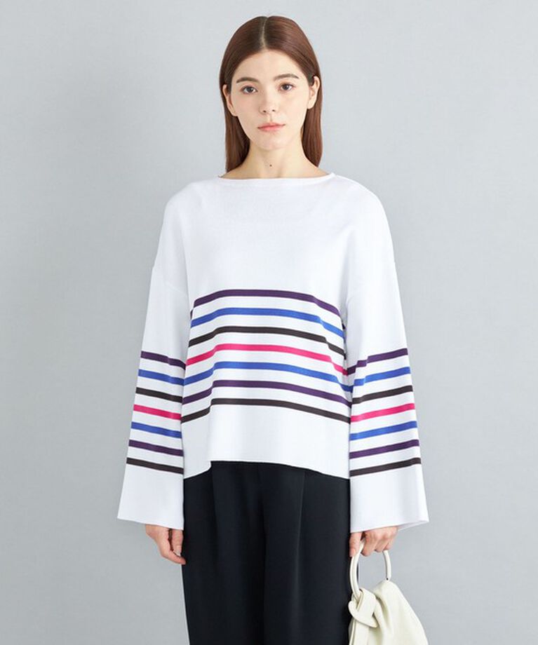 SHIPS for women「〈手洗い可能〉徳島ボーダーニットプルオーバー22FW◇」|ニット・セーター|ホワイト