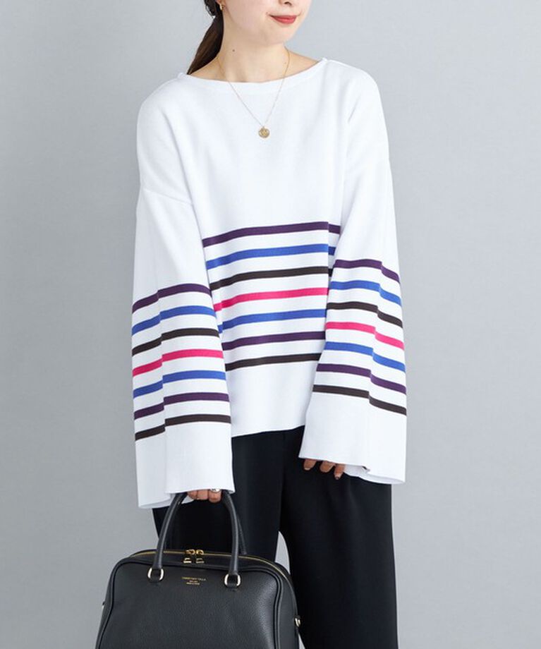 SHIPS for women「〈手洗い可能〉徳島ボーダーニットプルオーバー22FW◇」|ニット・セーター|