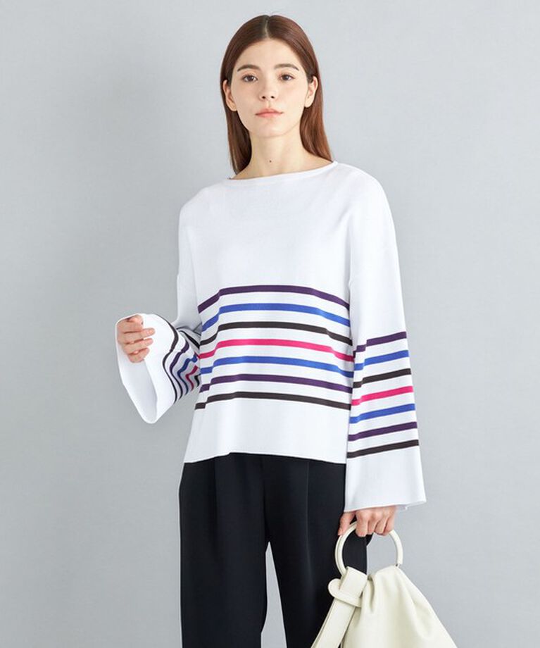 SHIPS for women「〈手洗い可能〉徳島ボーダーニットプルオーバー22FW◇」|ニット・セーター|
