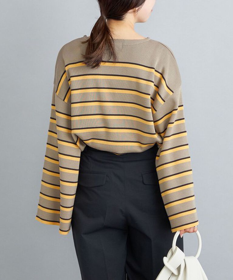 SHIPS for women「〈手洗い可能〉徳島ボーダーニットプルオーバー22FW◇」|ニット・セーター|ベージュ