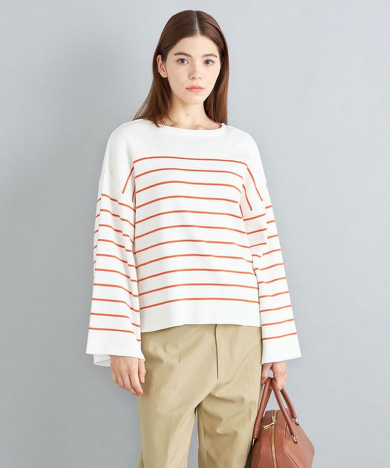 SHIPS for women「〈手洗い可能〉徳島ボーダーニットプルオーバー22FW◇」|ニット・セーター|オレンジ