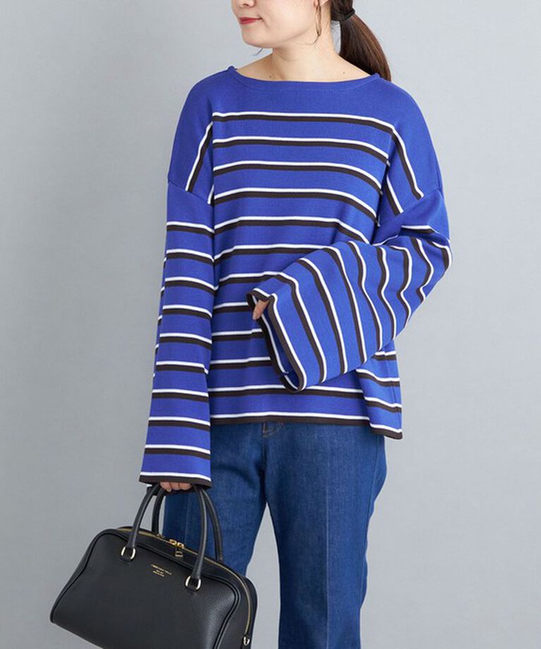 SHIPS for women「〈手洗い可能〉徳島ボーダーニットプルオーバー22FW◇」|ニット・セーター|ブルー