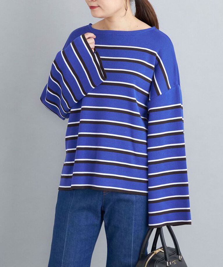 SHIPS for women「〈手洗い可能〉徳島ボーダーニットプルオーバー22FW◇」|ニット・セーター|