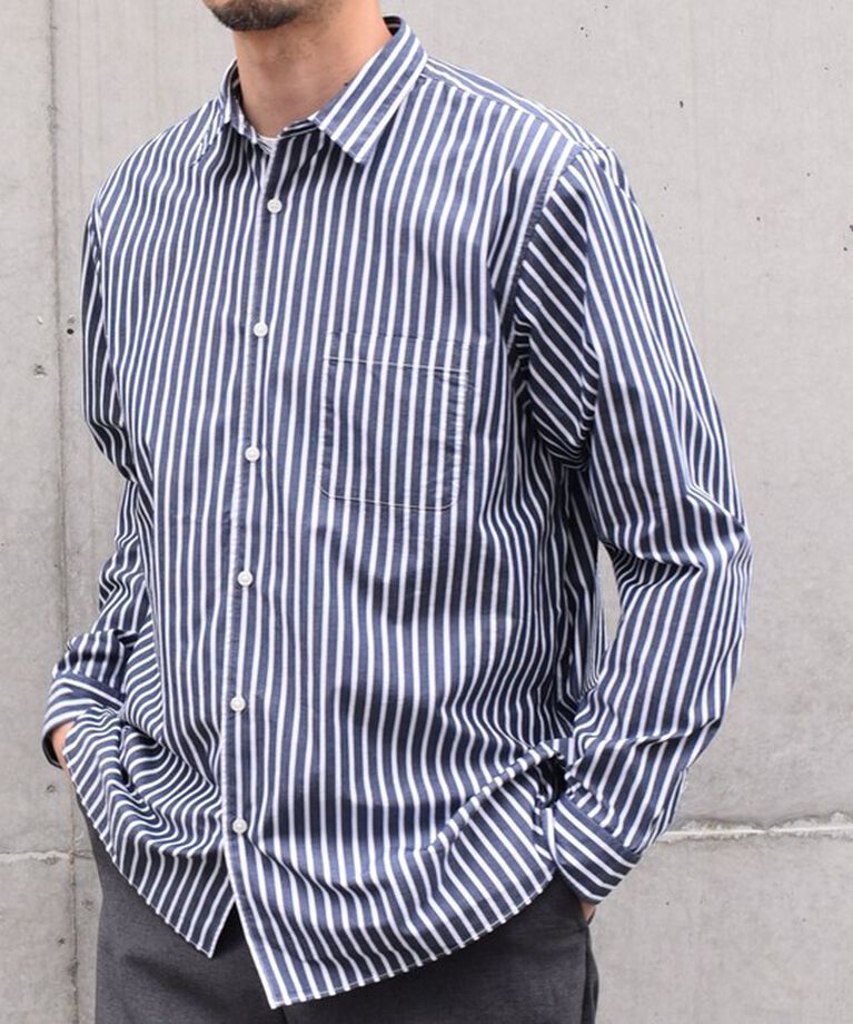 SHIPS any「SHIPS any: ストライプ / ソリッド リラックス レギュラーカラー シャツ 24SS◇」|シャツ・ブラウス|ロイヤルブルー