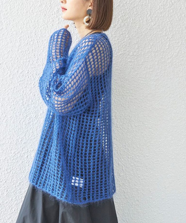 SHIPS for women「〈手洗い可能〉モヘヤ メッシュ プルオーバー◇」|ニット・セーター|ブルー