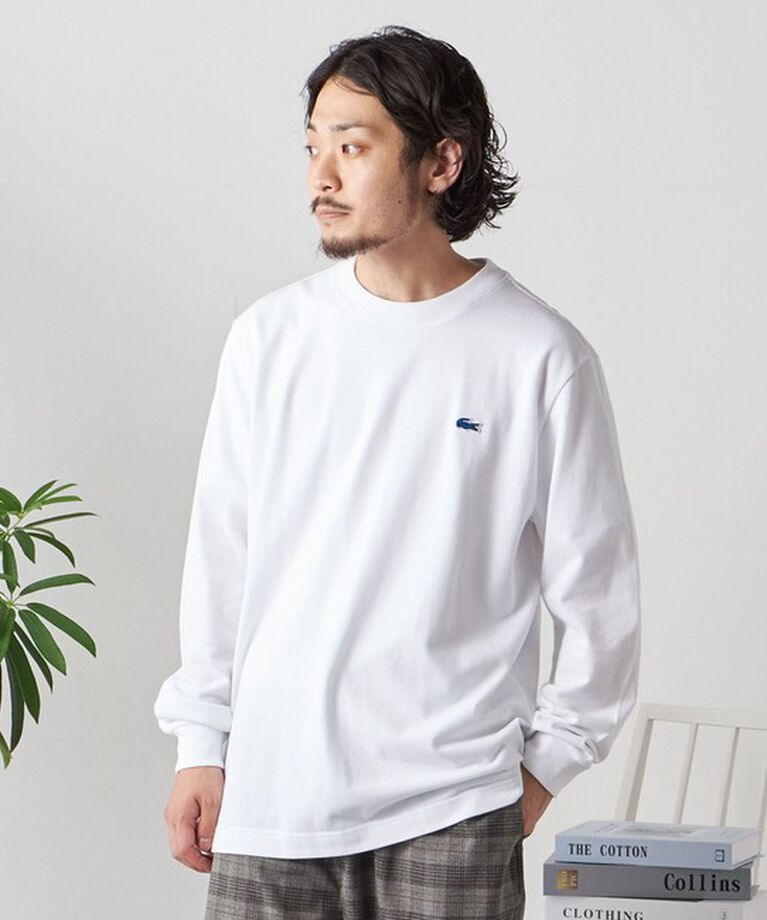 SHIPS any「【SHIPS any別注】LACOSTE: ワンポイント ピケ クルーネック Tシャツ (ロンT)◇」|Tシャツ・カットソー|