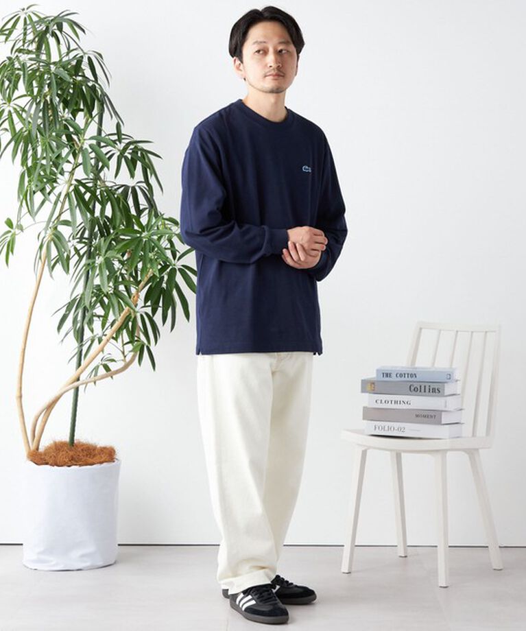 SHIPS any「【SHIPS any別注】LACOSTE: ワンポイント ピケ クルーネック Tシャツ (ロンT)◇」|Tシャツ・カットソー|