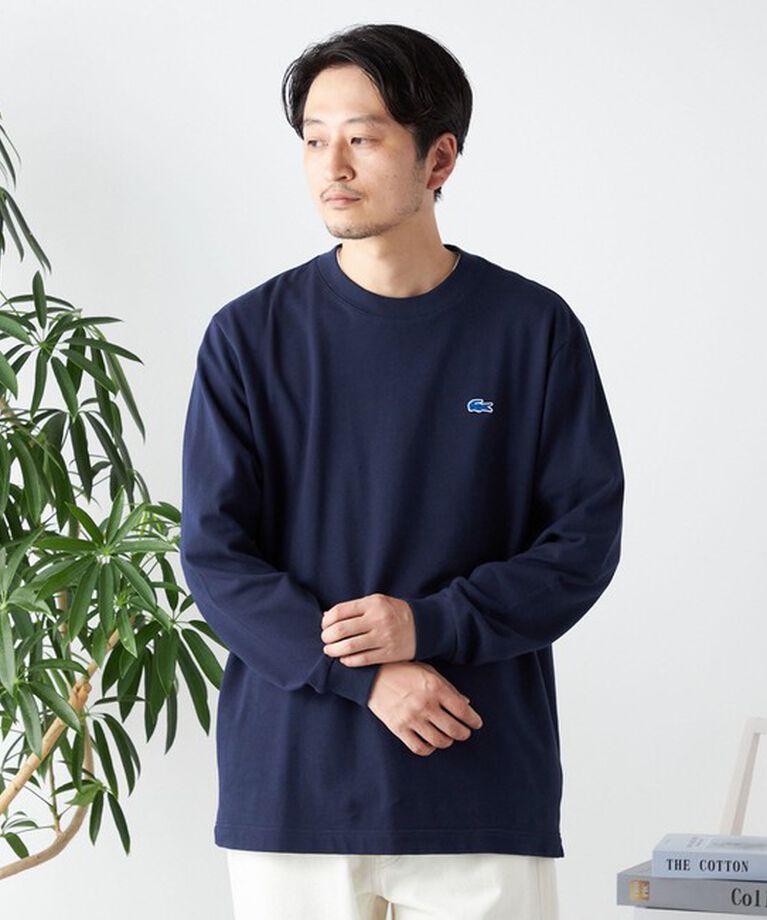 SHIPS any「【SHIPS any別注】LACOSTE: ワンポイント ピケ クルーネック Tシャツ (ロンT)◇」|Tシャツ・カットソー|