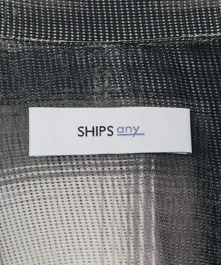 SHIPS any「SHIPS any: メッシュ オンブレチェック / ウェーブ パターン オープンカラー シアー シャツ◇」|シャツ・ブラウス|