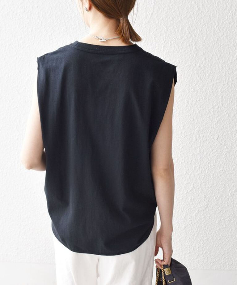 SHIPS any「SHIPS any:〈抗菌防臭/洗濯機可能〉USAコットン ラウンドヘム ノースリーブ TEE」|Tシャツ・カットソー|
