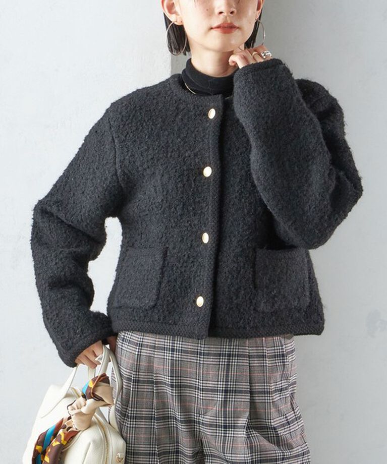 SHIPS for women「〈手洗い可能〉メタル釦 パイル ジャケット」|その他|ブラック