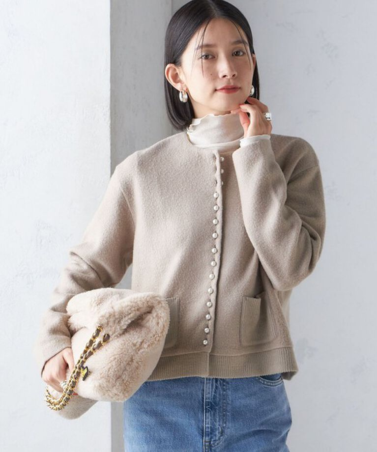 SHIPS for women「〈手洗い可能〉パール モチーフ ボタン ジャッカル カーディガン」|カーディガン|