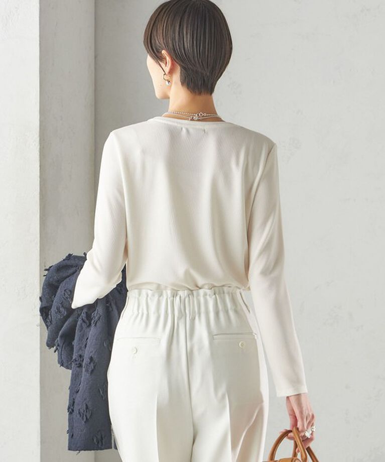 SHIPS for women「〈洗濯機可能〉ストレッチ リブ ロング スリーブ TEE」|Tシャツ・カットソー|
