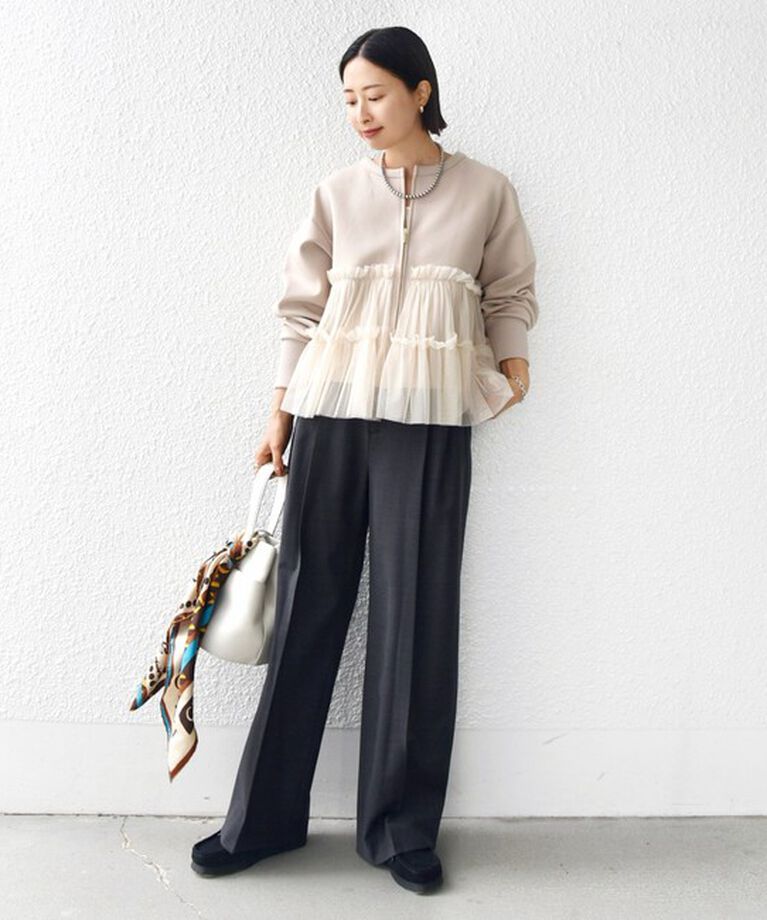SHIPS for women「【WEB限定】 〈手洗い可能〉ダンボール × チュール ジップ 羽織」|その他|