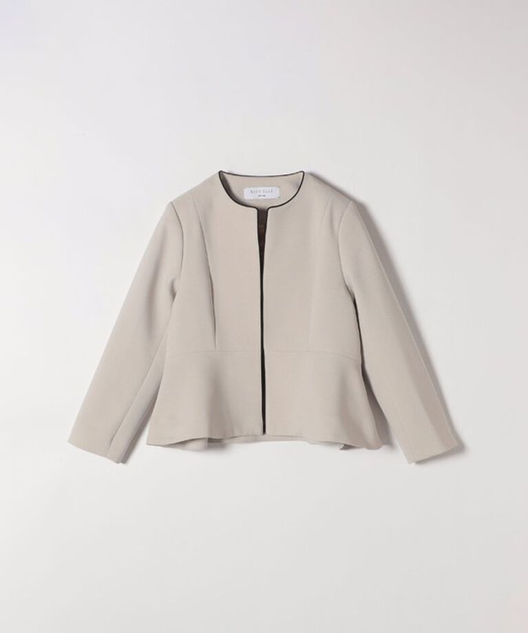 SHIPS any「SHIPS any:〈洗濯機可能〉ダブルクロス  ペプラム ノーカラー ジャケット［NAVY BLUE］」|ノーカラージャケット|