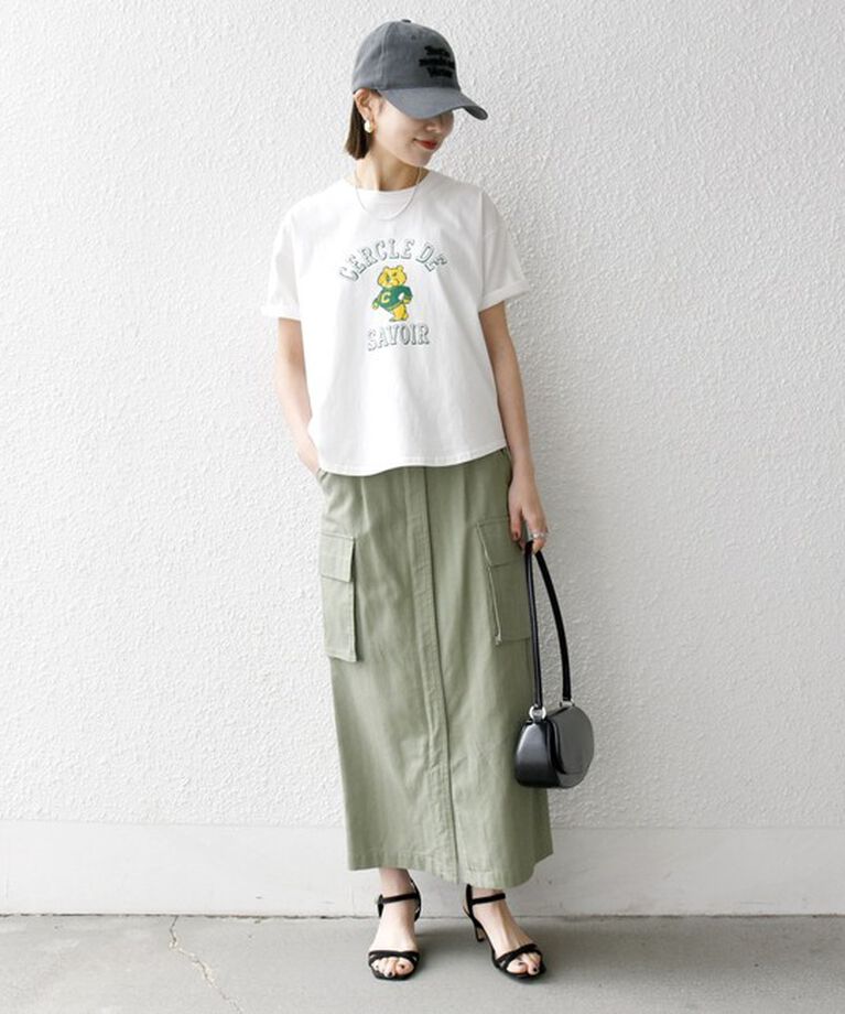 SHIPS any「《追加予約》【SHIPS any別注】KNiTS:〈洗濯機可能〉ラウンドヘム プリント ショート TEE」|Tシャツ・カットソー|