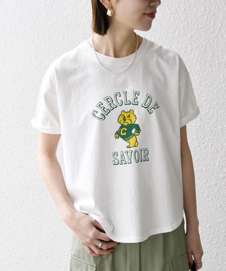 SHIPS any「《追加予約》【SHIPS any別注】KNiTS:〈洗濯機可能〉ラウンドヘム プリント ショート TEE」|Tシャツ・カットソー|