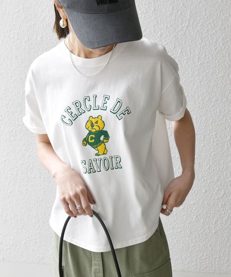 SHIPS any「《追加予約》【SHIPS any別注】KNiTS:〈洗濯機可能〉ラウンドヘム プリント ショート TEE」|Tシャツ・カットソー|