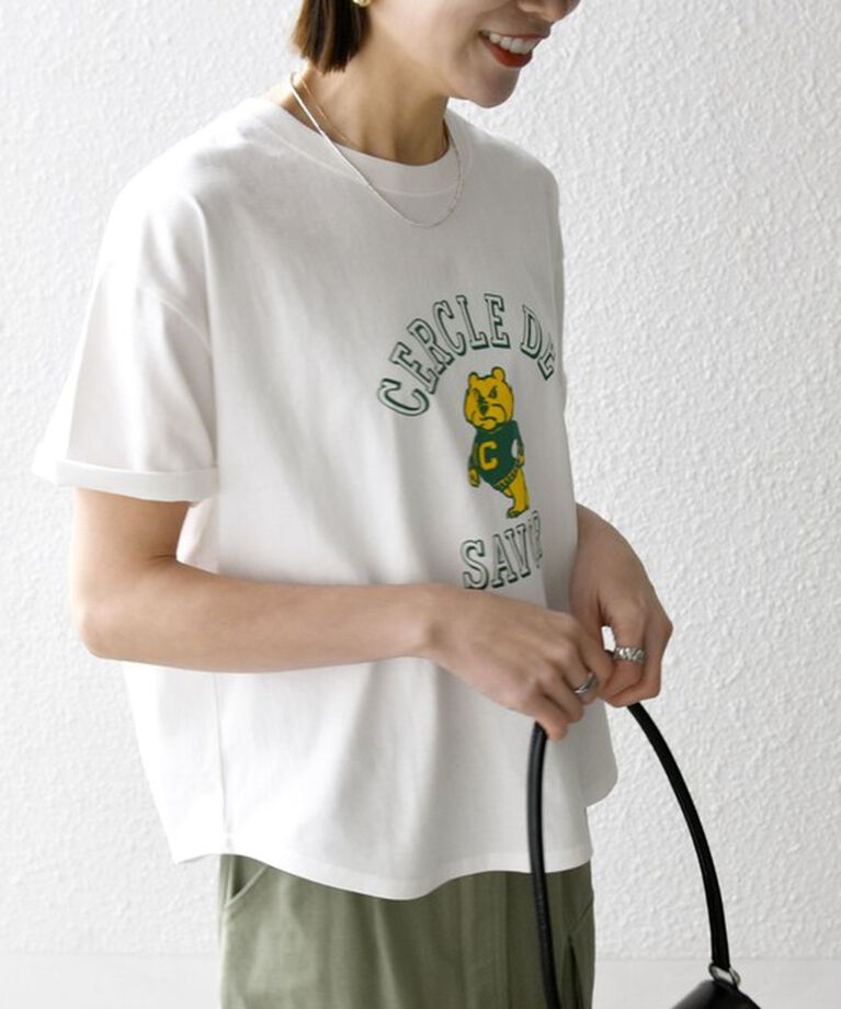 SHIPS any「《追加予約》【SHIPS any別注】KNiTS:〈洗濯機可能〉ラウンドヘム プリント ショート TEE」|Tシャツ・カットソー|