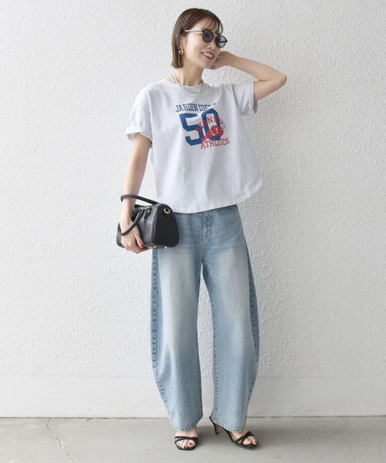 SHIPS any「《追加予約》【SHIPS any別注】KNiTS:〈洗濯機可能〉ラウンドヘム プリント ショート TEE」|Tシャツ・カットソー|