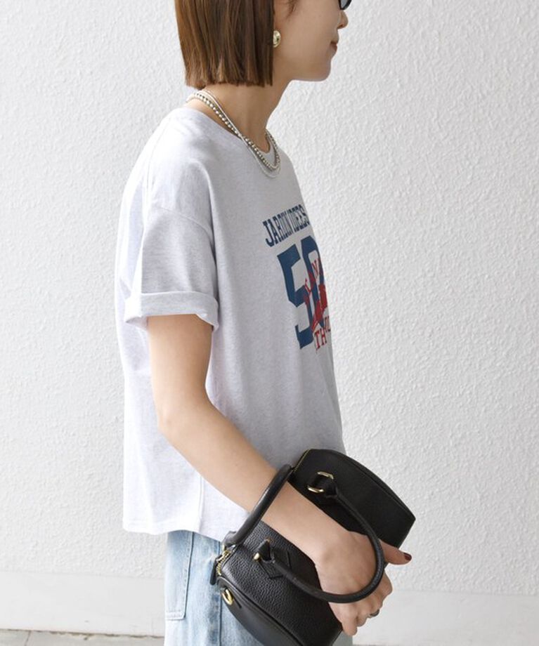 SHIPS any「《追加予約》【SHIPS any別注】KNiTS:〈洗濯機可能〉ラウンドヘム プリント ショート TEE」|Tシャツ・カットソー|