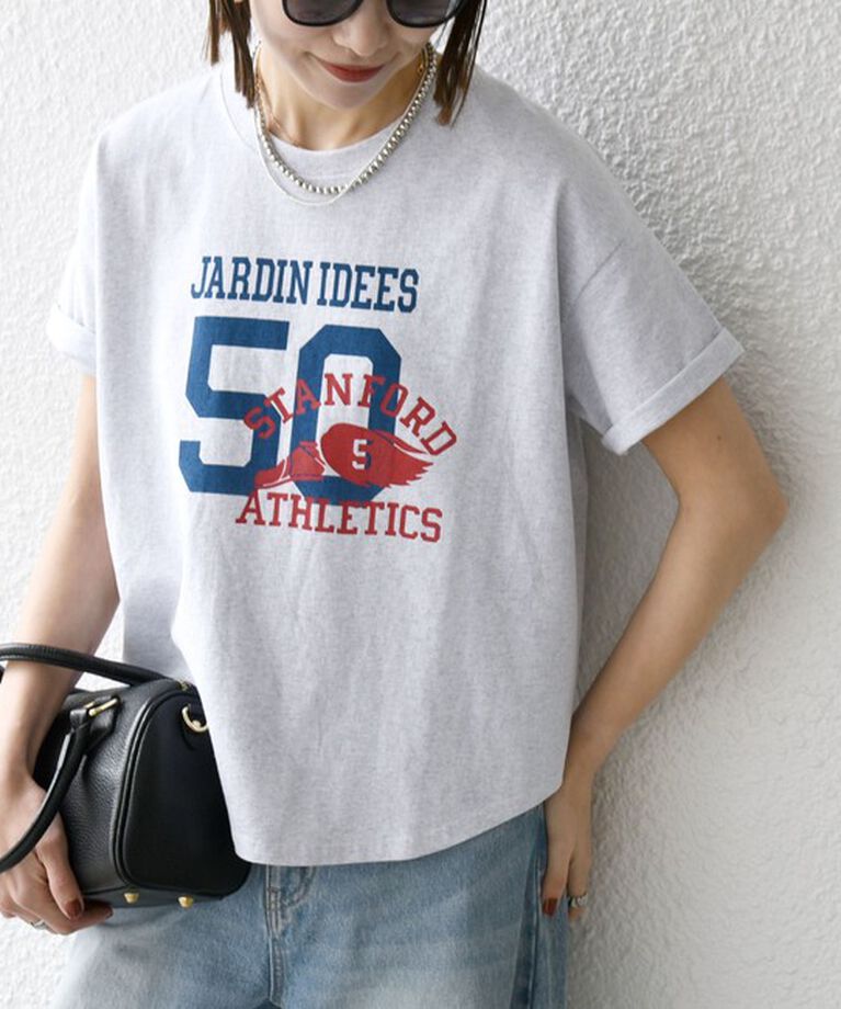 SHIPS any「《追加予約》【SHIPS any別注】KNiTS:〈洗濯機可能〉ラウンドヘム プリント ショート TEE」|Tシャツ・カットソー|